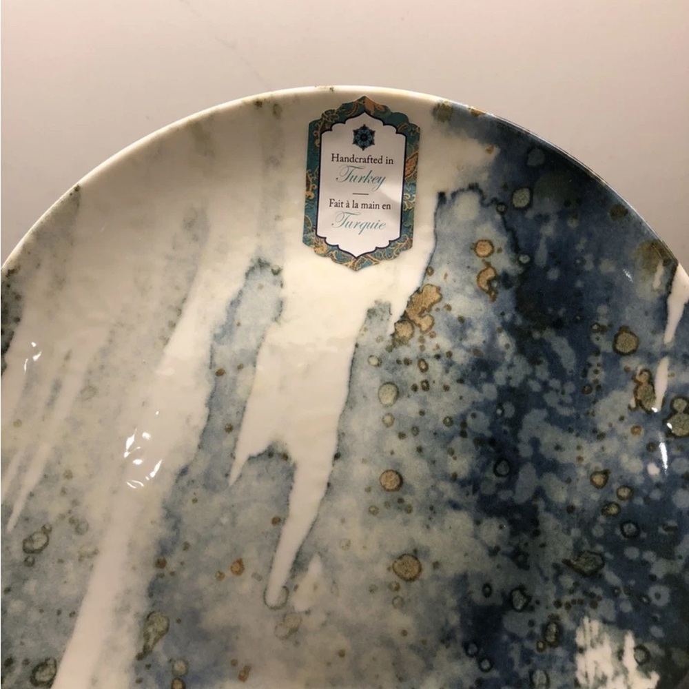 Set Of 4 Intesa  Marble Splatter 4 Dinner Plates Turkey 9.25" NEW